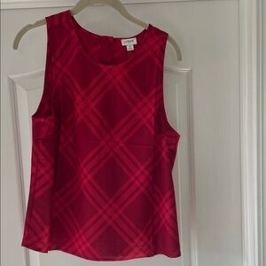J Crew Women's Red Plaid Sleeveless Top